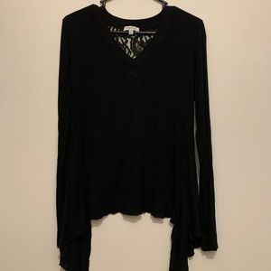 Long Sleeve Black V Neck